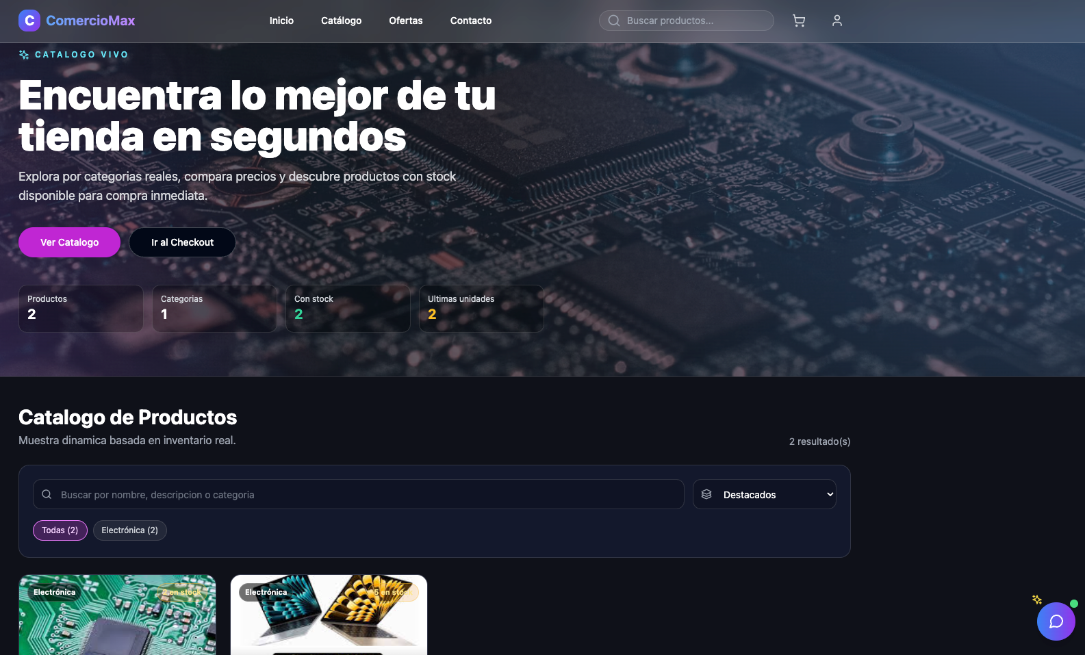 ComercioMax — catálogo e-commerce en vivo