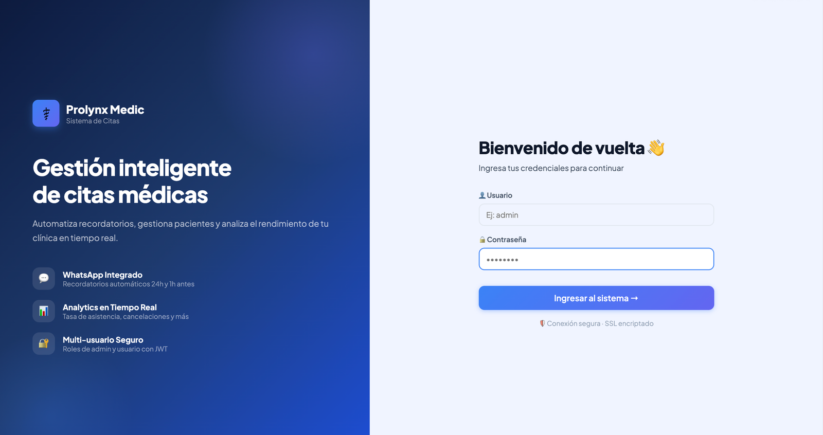 Prolynx Medic — sistema de citas médicas